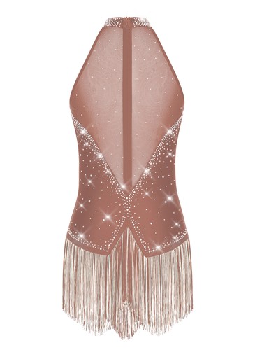 Womens Sparkly Latin Dance Leotard Dress Samba Tango Ballroom Dance Costume - Picture 63 of 140