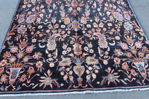 Vintage Hand Made Traditional Oriental Wool Black Blue Large Long Rug 324x125cm - Picture 4 of 16