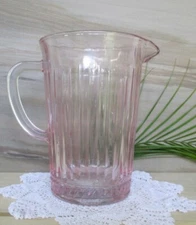 Light Pink Vintage Ribbed Depression Glass Pitcher 