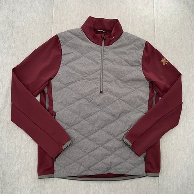 Kjus Jacket Adult Large Gray Red Release Half Zip Quilted Jersey Shell Mens L
