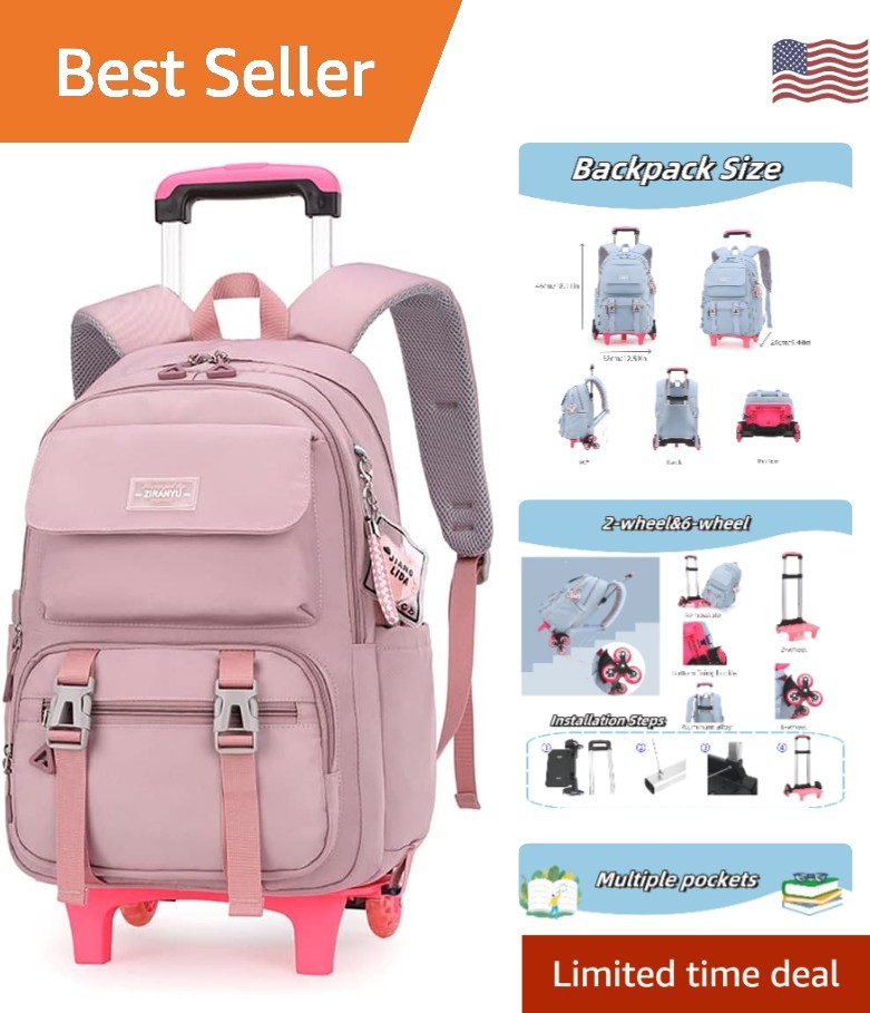 Bookbag With Wheels Trolley Bag Wheeled Travel Backp...
