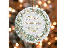 Personalized 50th Wedding Anniversary Ceramic Ornament   Golden Anniversary Gift