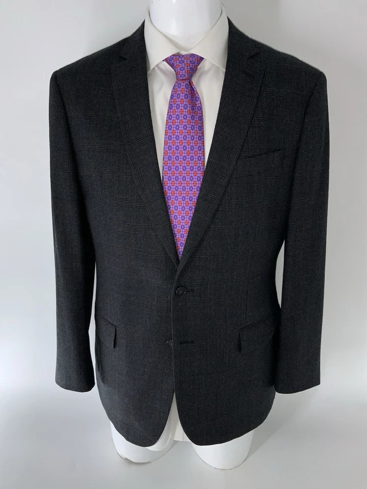 Traje John Varvatos 41R Gris Lana a Cuadros 2B 2V 32x31 Frente Plano India YGI P5-106 Foto 3 de 4