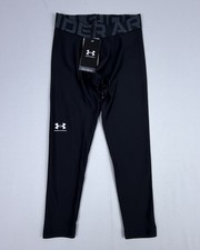 Under Armour Boys YS HeatGear Leggings Black Compression Pants NWT