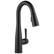 Delta Essa Matte Black Bar Sink Faucet Pull-Down Sprayer Modern Single Handle