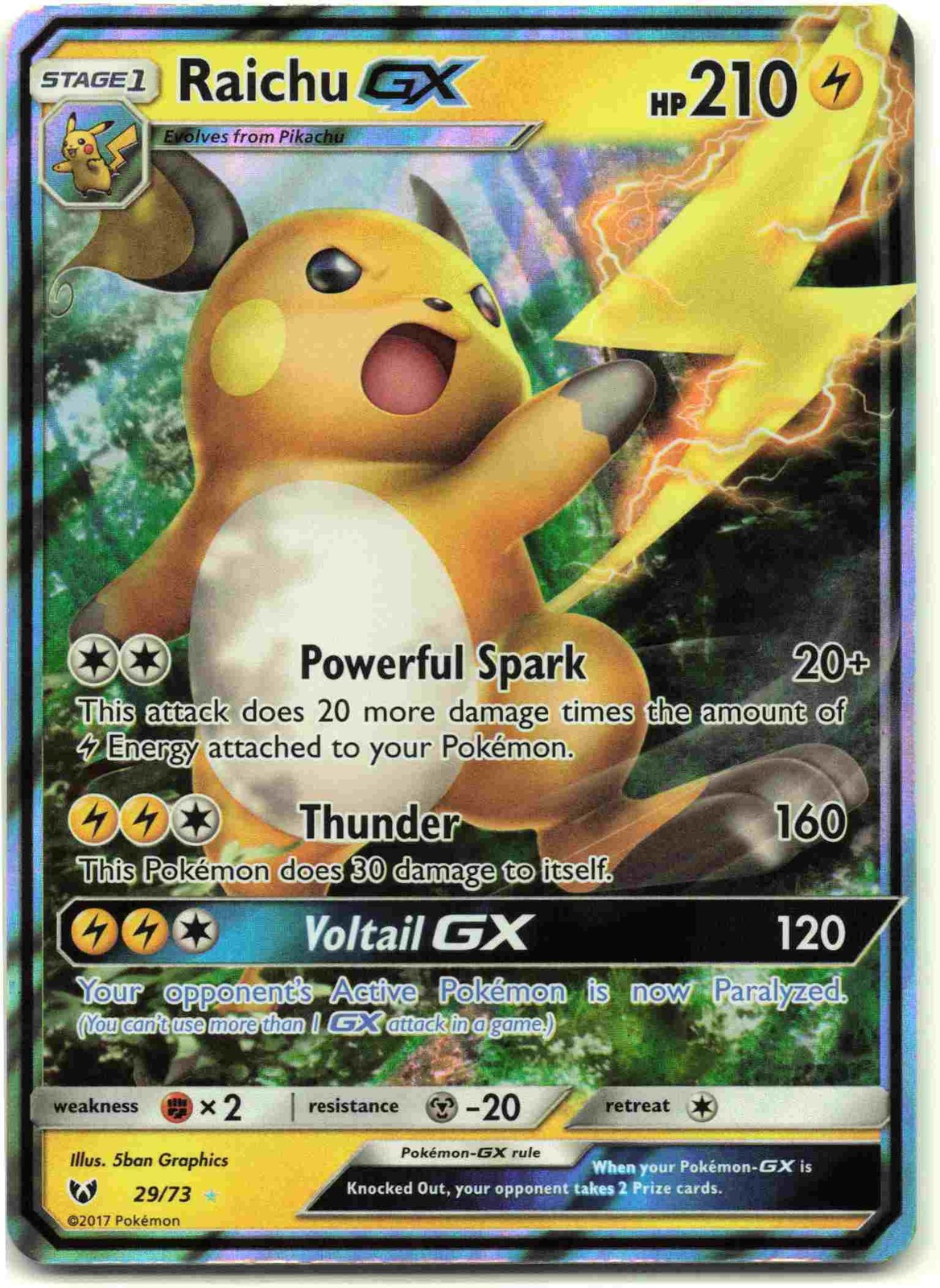 Raichu GX Ultra Rare Shining Legends 29/73 NM