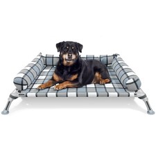 Elevated Raised Dog Bed Cot - Cooling Raised Dog Beds with Bolster Portable W...