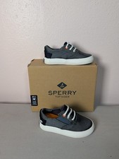 Sperry Bahama Boys Size 5M Canvas Navy White Machine Washable NWOT Prep Nautical