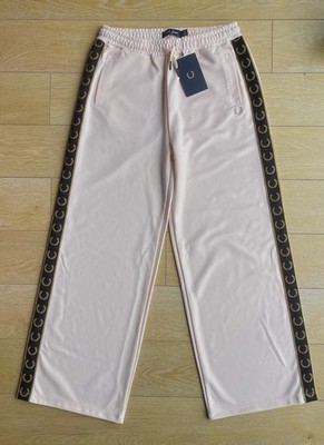 Fred Perry W32 L28 Women s Pique Taped Wide Leg Pant UK10 - New - Light Peach