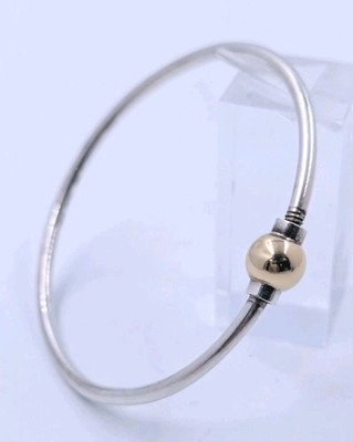 Vintage CAPE COD 14K Gold Ball & Sterling Silver 925 Bangle Bracelet  5.5 ''- 6''
