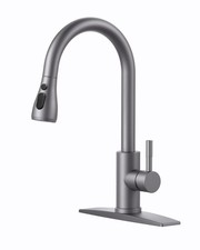 FORIOUS Kitchen Faucet Pull Down Sprayer High Arc Single Handle Stainless Steel