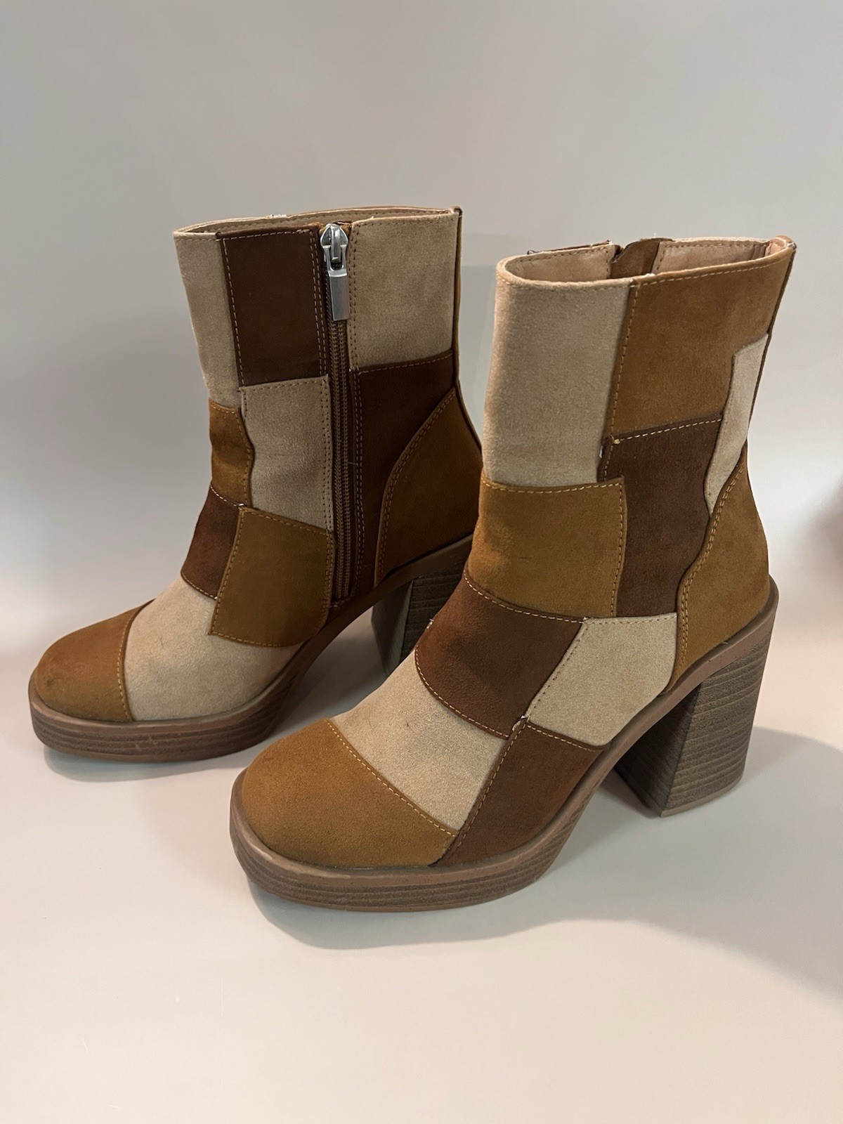 Universal Thread Retro Chunky Suede Patchwork Boo… - image 1