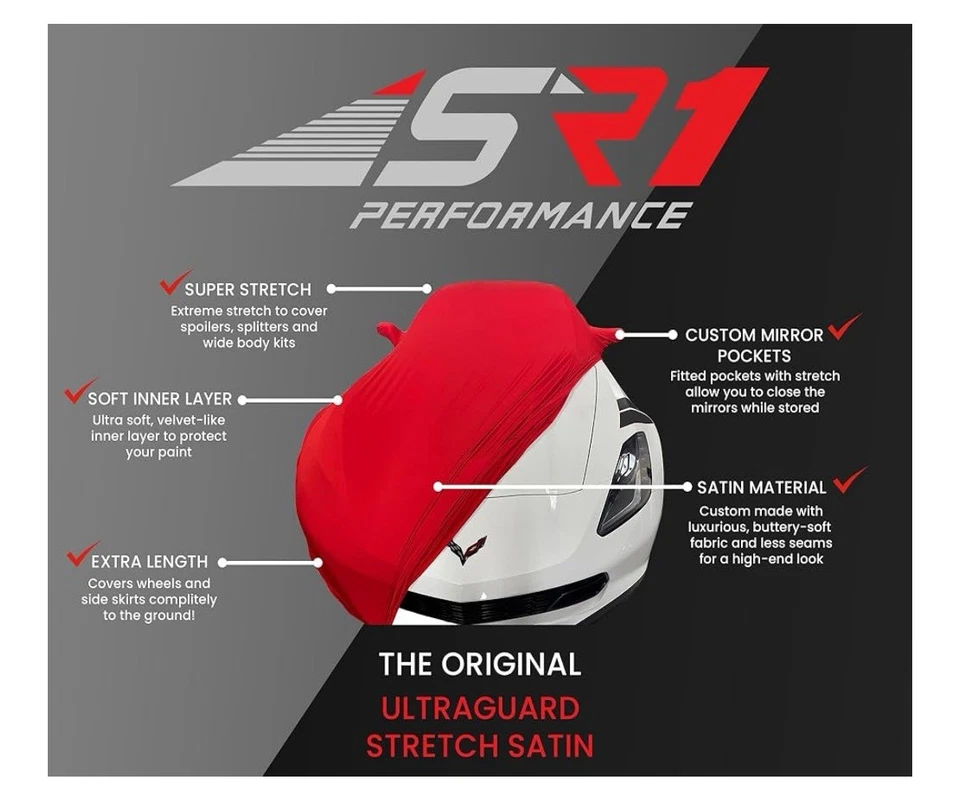 Cubierta de coche C8 Corvette ajuste personalizado - interior ultraguardista elástico satinado 2020-2025 Foto 3 de 4