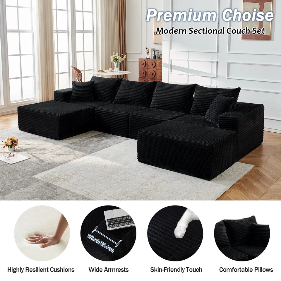 Sofá seccional modular, cómodo sofá tapizado en forma de U, sofá moderno de sala de estar Foto 2 de 4