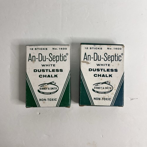 vintage an du septic no 1400 binny smith white dustless chalk 12 sticks packs 2