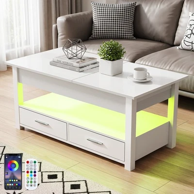 Lift Top Coffee Table,Wood Coffee Table with 2 Drawers & Dual Lift Platforms NEW - Image 1 of 4