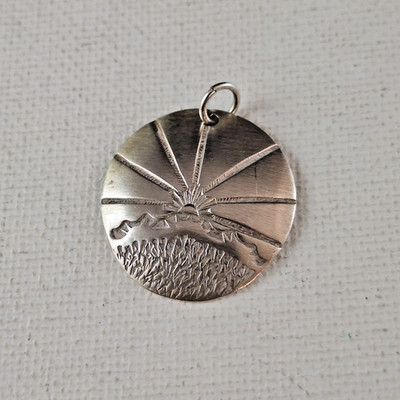 Vintage Signed HT Artisan Southwest Sterling Silver Sunrise Landscape Celestial