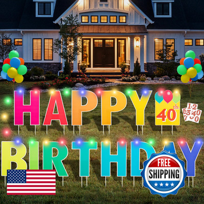 Combojoy Happy Birthday Yard Sign Stakes Customizable Age Birthday Sign 32.8 Ft