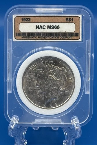 1922 Peace Silver Dollar NAC MS66 Some Toning (See photos)