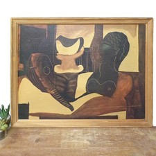Large Mid Century Picasso Print Framed Cubist Art Vintage Still Life Antique