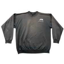 Porsche Sweatshirt Mens XL Faded Black Vintage Embroidered Cartoon Car Crewneck