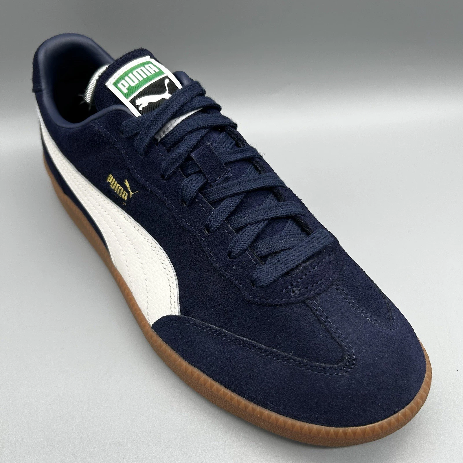 Puma Liga scamosciato blu navy bianco gomma 387745 03 uomo UK 10 terrazze casual