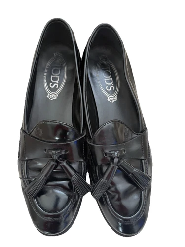 TOD’S TOD's mocassini con frange mocassino in pelle nera scarpa da donna taglia EU 37 US 6 5