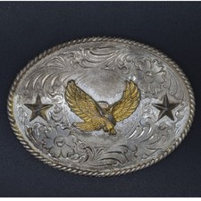 NOCONA Men's Oval Silver Gold Eagle Belt Buckle Western