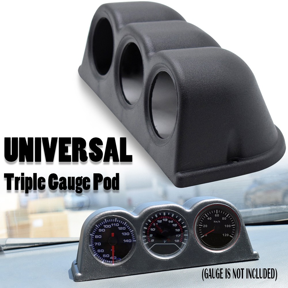 2'' 52mm Triple 3 Hole Dashboard Gauge Holder Pod Car Meter Mount Bracket Black
