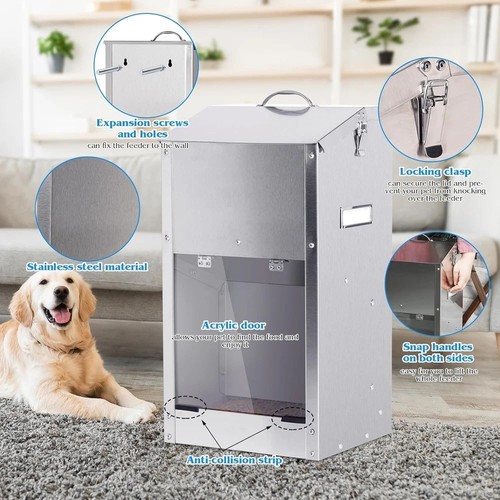 Automatic Dog Feeder Large Breed with Handle, Stainless Steel Indoor and Outdoor - Picture 6 of 8