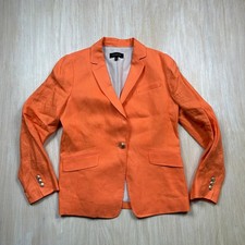 Talbots Orange 100 Linen Blazer Gold Button Preppy Coastal Polished Jacket 8