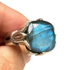 Labradorite Ring Size 9 Set In 925 Sterling Silver Fancy Band- NEW - US SELLER
