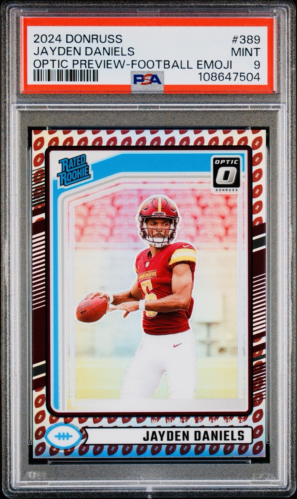 2024 Jayden Daniels Donruss Optic Preview Football Emoji Prizm Rookie PSA 9 #389 view 1
