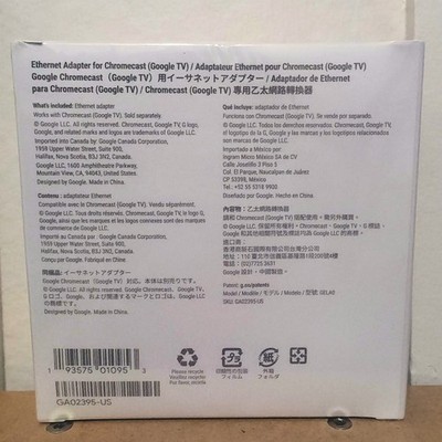 NEW Google Ethernet Adapter for Chromecast (4K Google TV USB-C model) GA02395-US