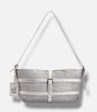 ALTUZARRA Women's Silver Watermill Straw & Vegan Leather Shoulder Bag