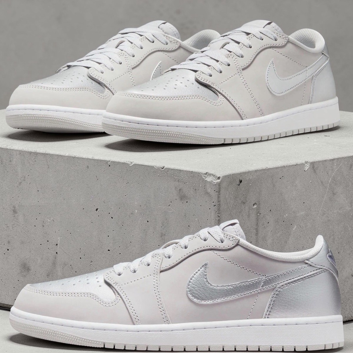 Size 9.5 - Air Jordan 1 Retro OG Low Metallic Silver for sale