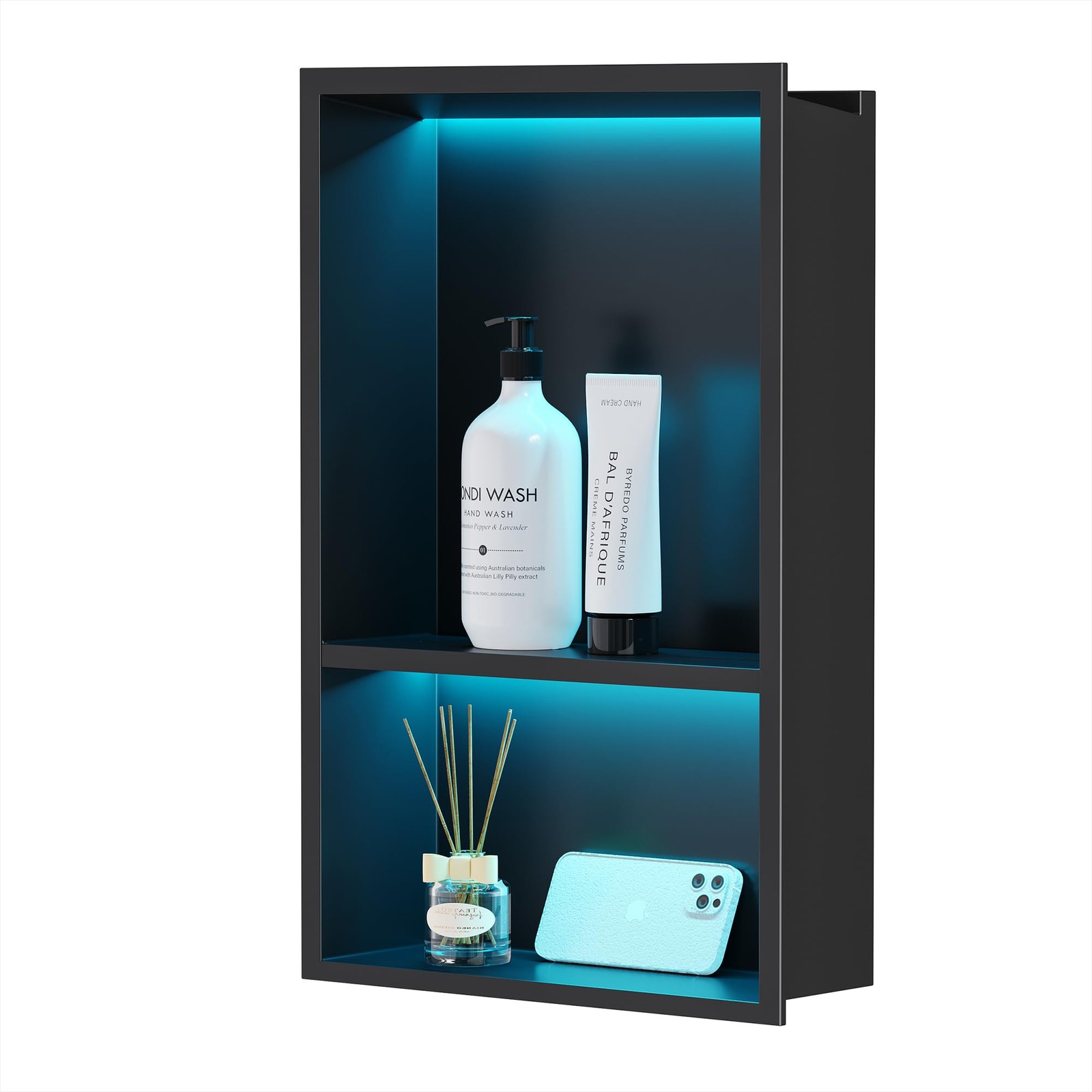 Niche de douche en acier inoxydable avec LED lumineuse pour double cabine