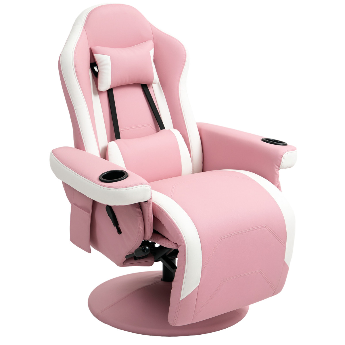 Rackhams Pink Manual Recliner Armchair Pu Sofa Chair W/ Footrest - Image 2