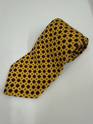 Robert Talbott Mens Silk Tie Gold Red Blue Foulard Medallion Print USA