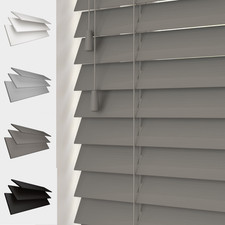 FAUX WOOD 50MM VENETIAN BLINDS SLATS STRING GREY WHITE BLACK