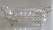 Vintage Queen Anne Silver Plate Cut Glass Bon Bon, Candy, Nut Dish - Elegant