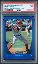 Mike Trout 2011 Bowman Chrome Draft Blue Refractor RC /199 PSA 9 #101 Los