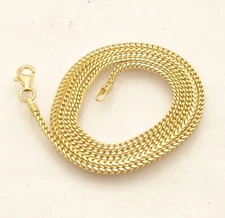 1.5mm Franco Chain Necklace 14K Yellow Gold Plated Sterling Silver 925 ITALY