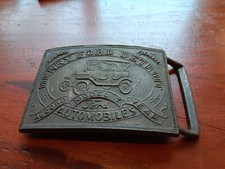 Vintage Brass Belt Buckle: Henry Ford Detroit Automobiles Record Model T Year