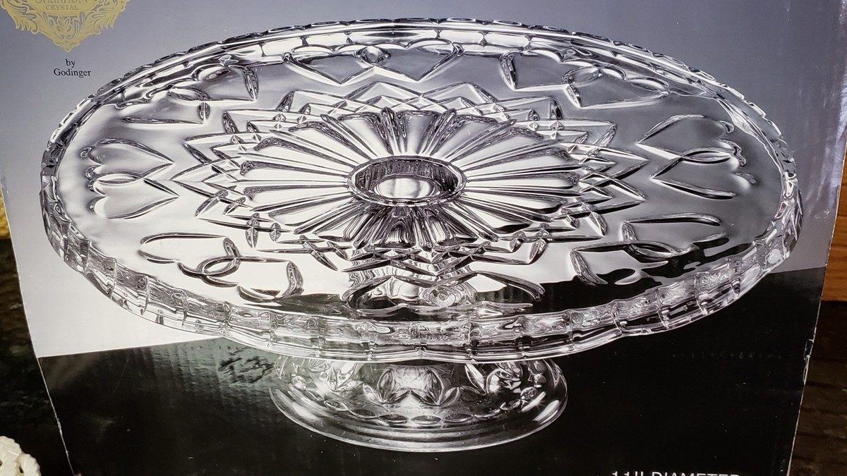 GREAT 4 WEDDINGS! Crystal Glass Footed Cake Plate INTERTWINING