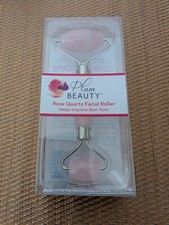 PLUM BEAUTY Rose Quartz Facial Roller Improves Skin Tone Elasticity Dark Circles