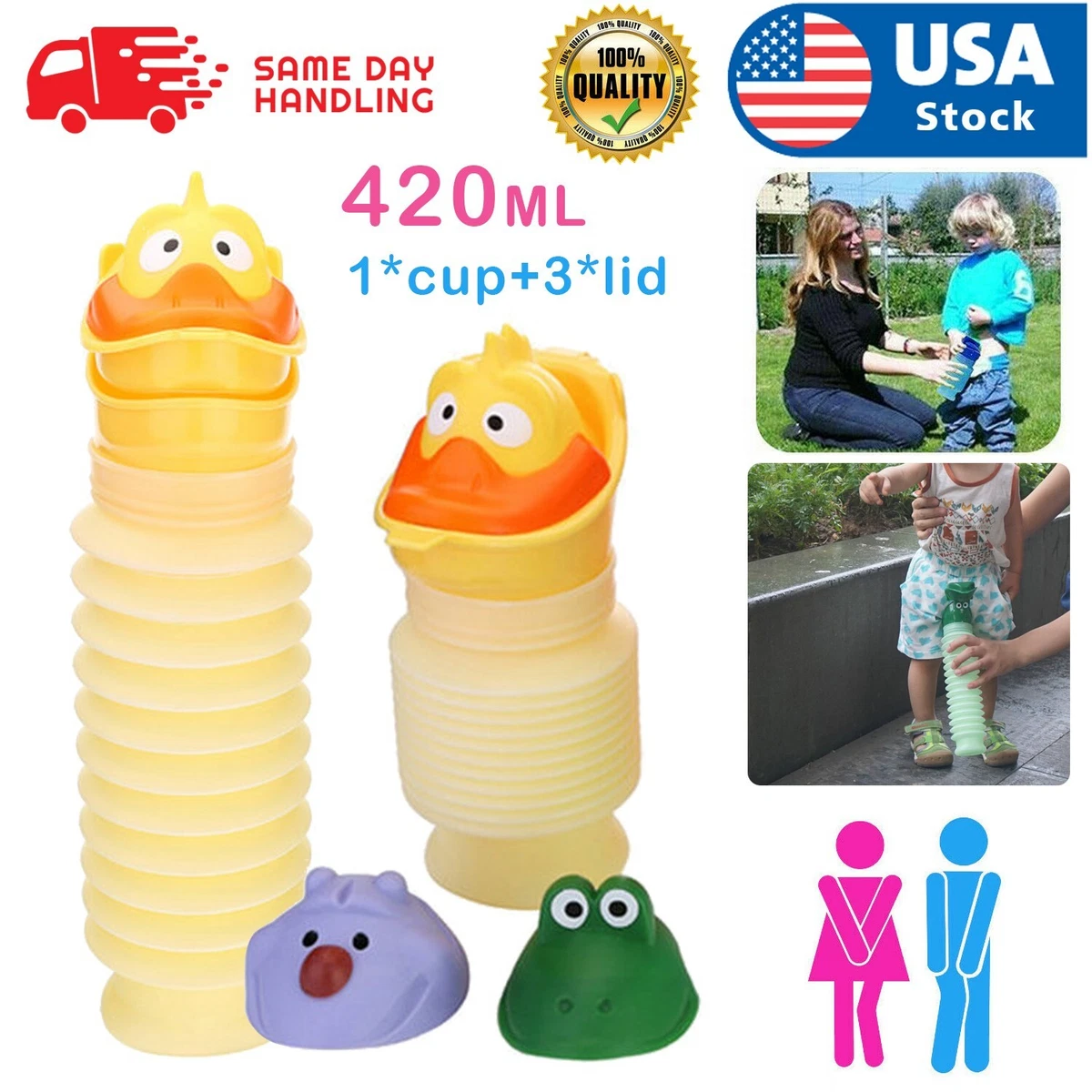 ONEDONE Pee Cup for Kids Portable Urinal Travel Urinal Baby Child Toddler  Pee Bottle Potty Emergency Toilet for Camping Car Travel and Kid Potty Pee