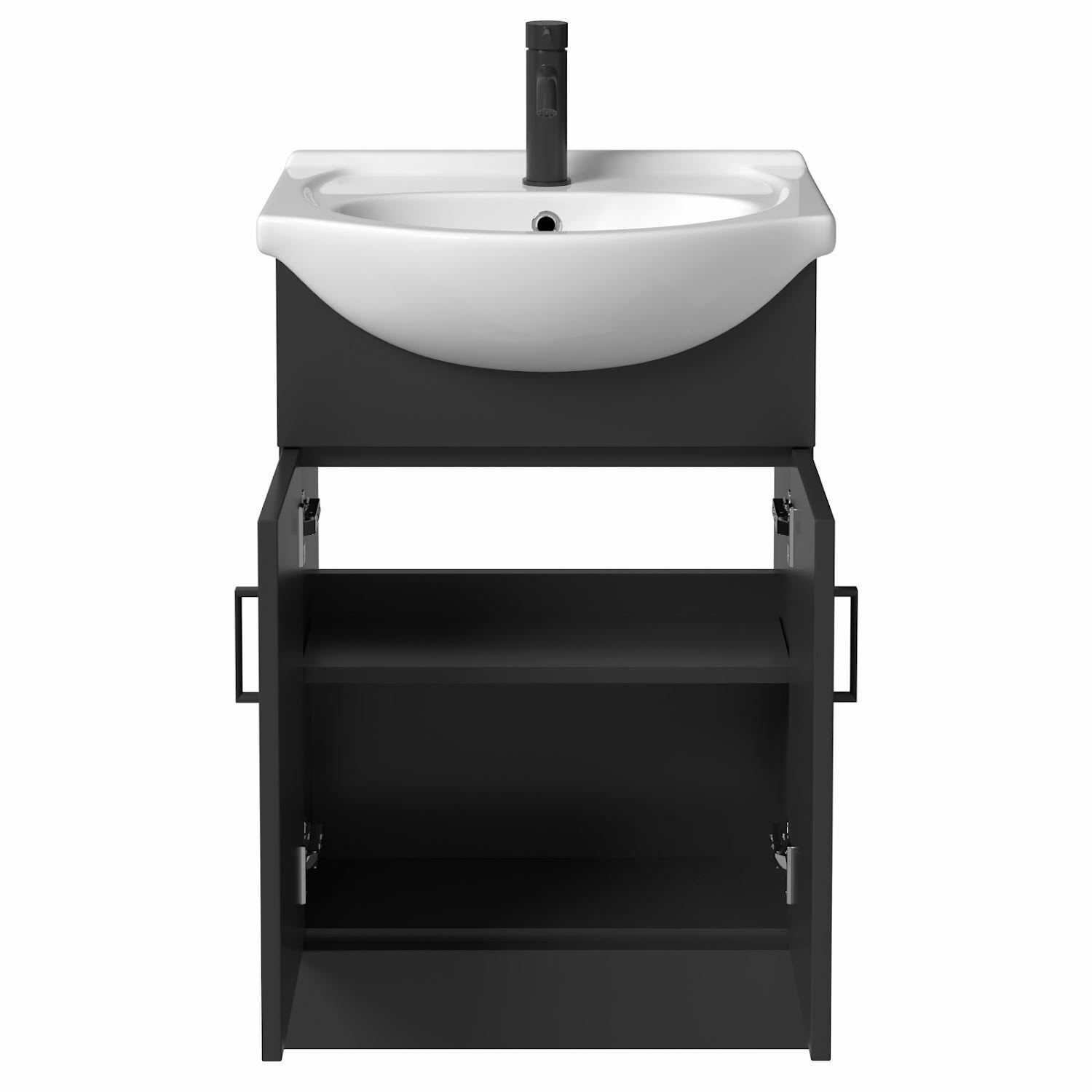 Alpine Black Freestanding Vanity Unit with Basin 560mm eBay