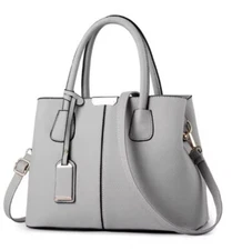 Women's Handcrafted Leather Purse with Adjustable Strap - Gray