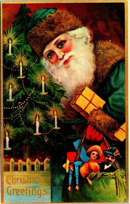 CHRISTMAS Santa Green \u0026 Tan Suit 